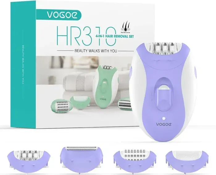 VOGOE Epilateur Electrique Femme 4 en 1 avec 2 vitesses rasoir sans fil rechargeable 21 pinces couvertes
