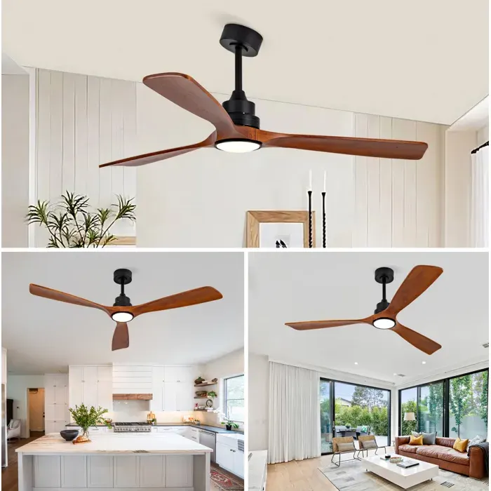 VUENOR Ventilateur de plafond 60 pouces noir et noyer – LED télécommande