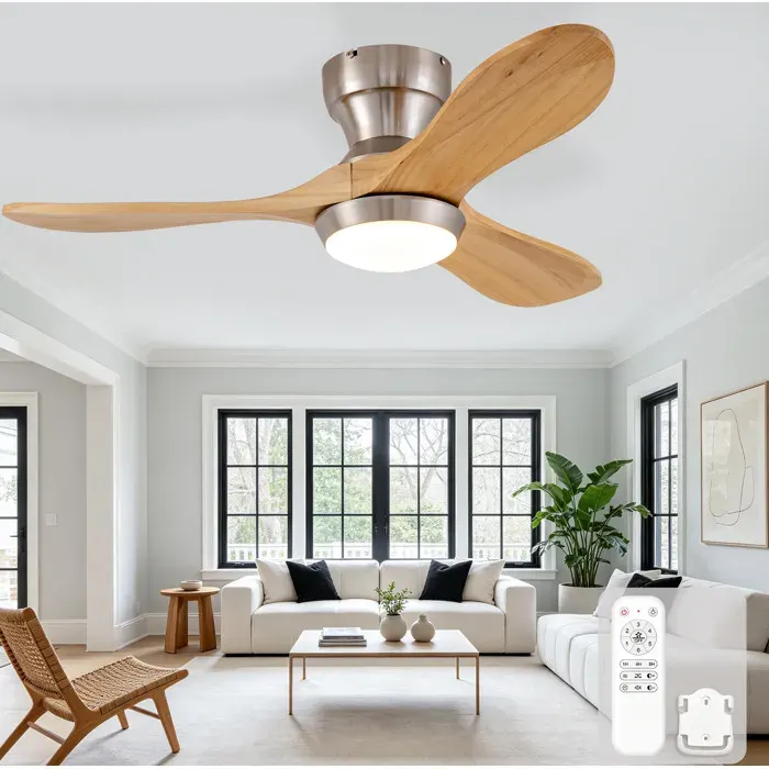 VUENOR ventilateur de plafond 90 cm avec LED télécommande 3 pales en bois