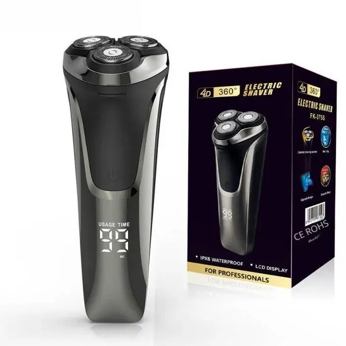 VUSZR Rasoir électrique pour homme avec écran LCD indice détanchéité IPX6 tête flottante 4D convient aux peau RASOIR ELECTRIQUE