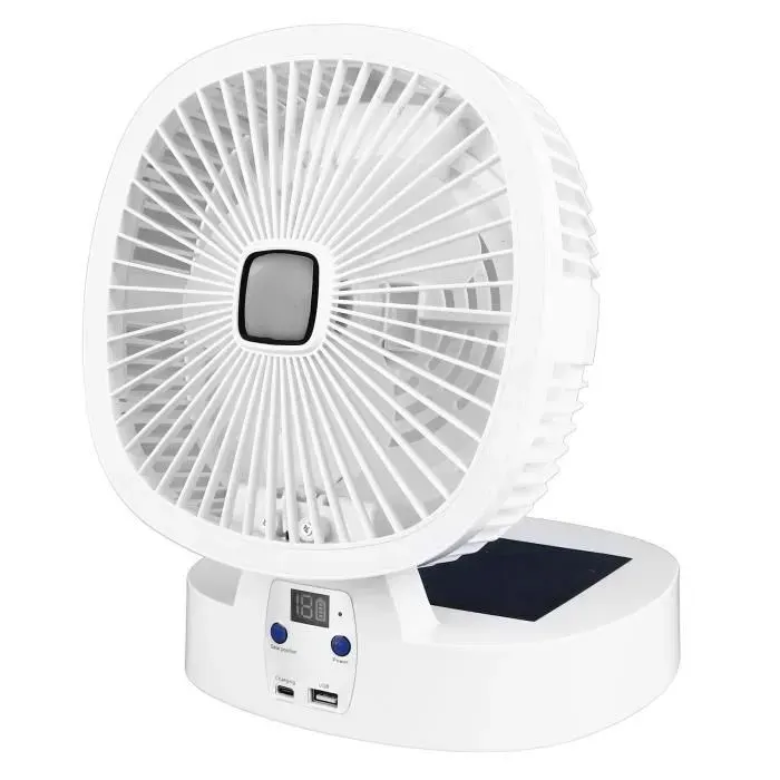Vvikizy ventilateur solaire portable Ventilateur de camping solaire pliable et rechargeable avec 3 electromenager ventilateur