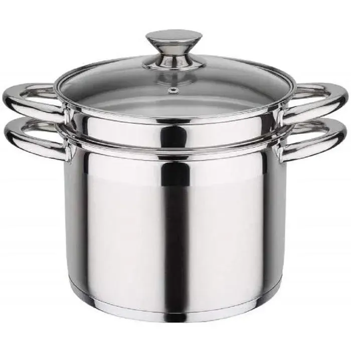 W Stahlwaren GmbH cuiseur Vapeur en Acier Inoxydable avec Insert Acier Inoxydable Silver 22 cm 6.5 Litres#Silver SILVER CUIT VAPEUR