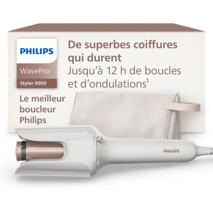 WavePro 9000 – technologie SenseIQ et cylindre réglable pour boucles et ondulations modelage des mèches à 360° pour un style qui