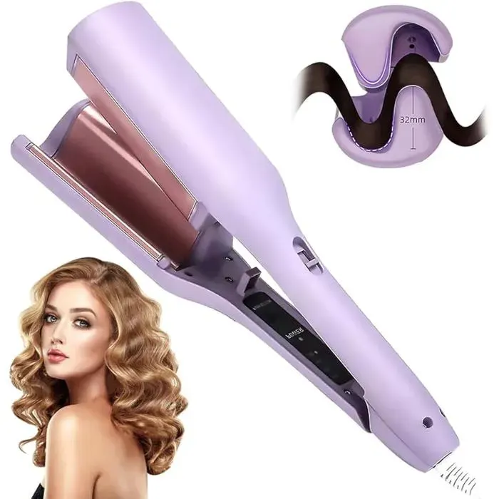 Wavy Curling Iron 32mm with Temperature 4 Speed V Shape Curling Iron for Women Egg Roller for Short Medium Long Hair