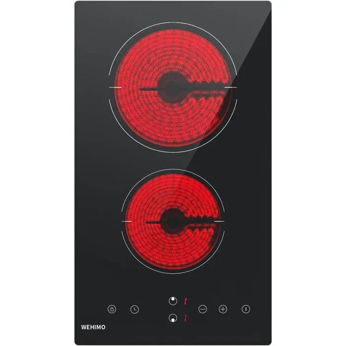 WEHIMO - Plaque Vitrocéramique 2 Feux 30CM - Plaque de Cuisson 3000W Encastrable - Puissance à 9 niveaux