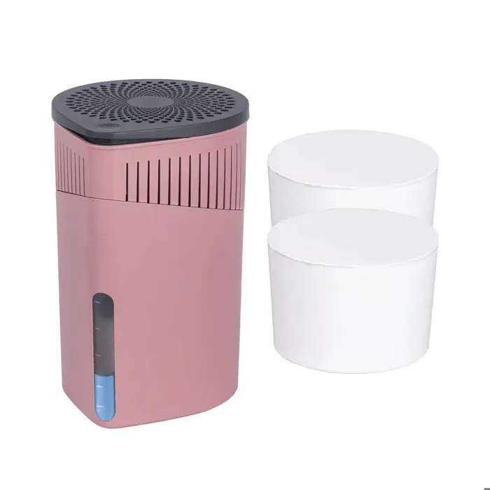 WENKO Déshumidificateur DROP + 2 Blocs à granulés x 1000g Absorbeur dHumidité & Odeurs Salle de Bain Chambre - 80m³ Rose