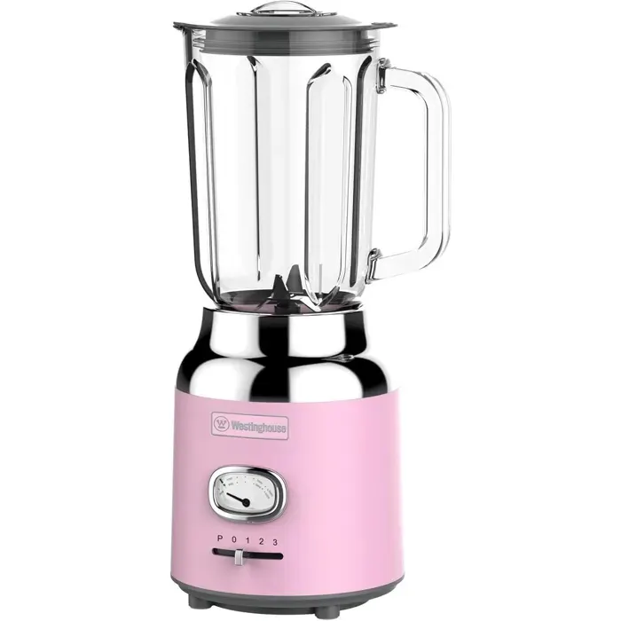 Westinghouse Retro Blender Sur Socle 1.5 L Mixeur à Smoothies et Broyeur à Glace 4 Vitesses Bol en Verre 600 W Sans BPA Rose