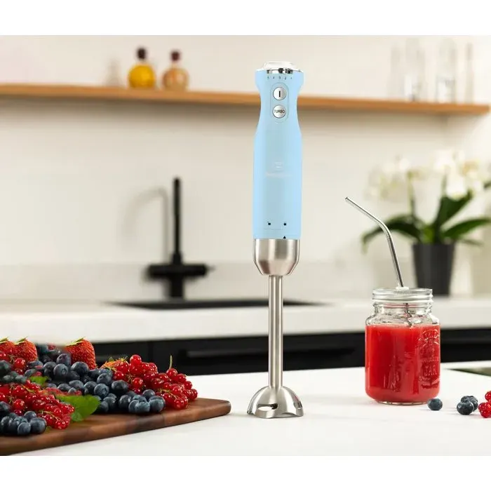Westinghouse Retro Mixeur plongeant 600 W 5 vitesses et turbo pied inox Bleu