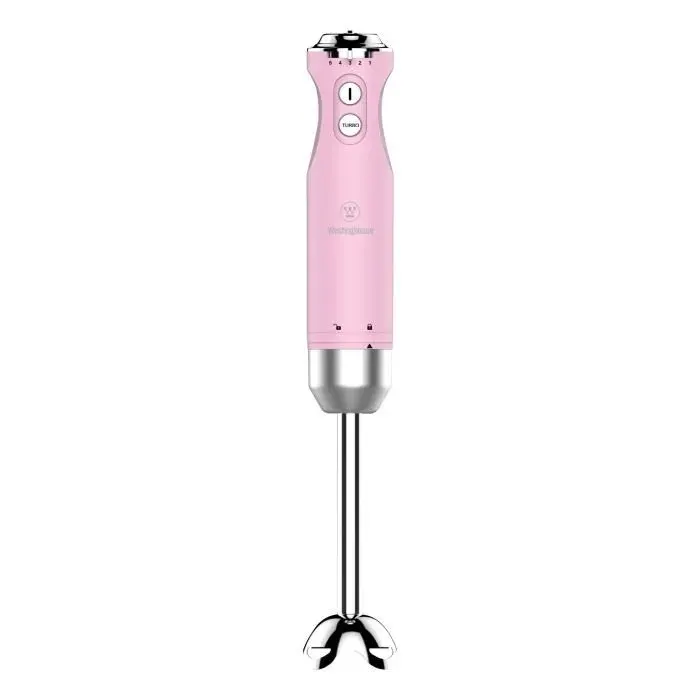 Westinghouse Retro Mixeur Plongeant 600W Fonction Turbo Pied Inox Amovible 5 Vitesses Antiprojection Rose