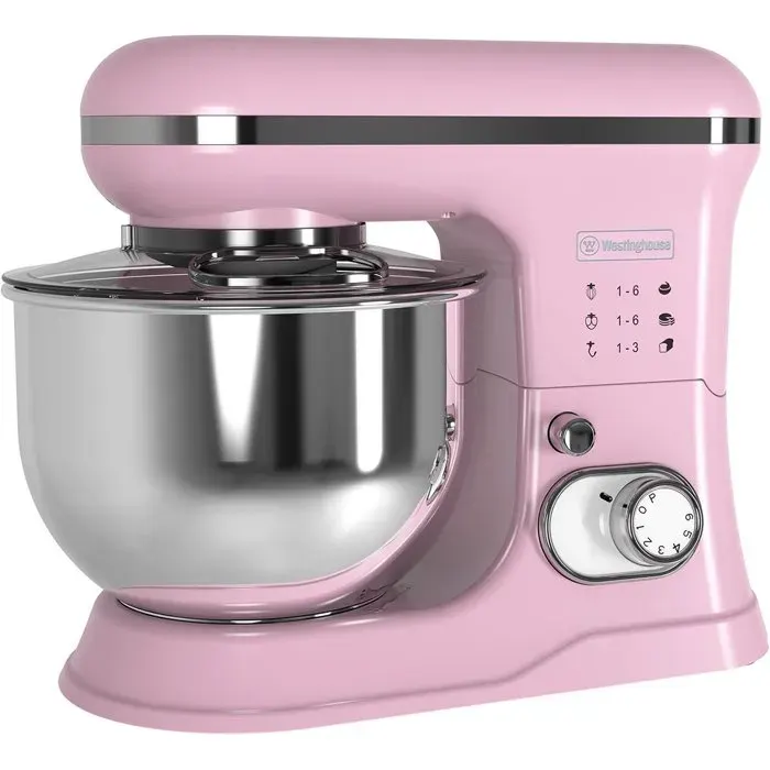 Westinghouse Retro Robot pâtissier 1200 W bol inox 5 L 6 vitesses Rose