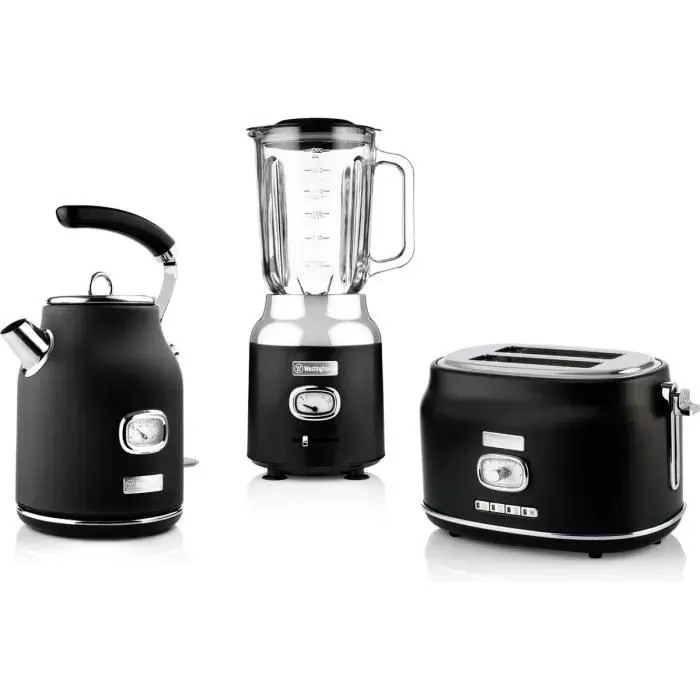 Westinghouse - Retro Serie - Bouilloire + Grille-pain 2 fentes + Blender - Noir