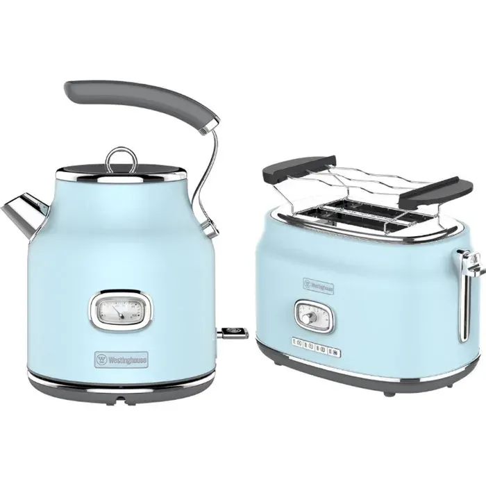 Westinghouse Retro Set 2 pièces bouilloire 17 L et grille-pain 2 fentes Bleu