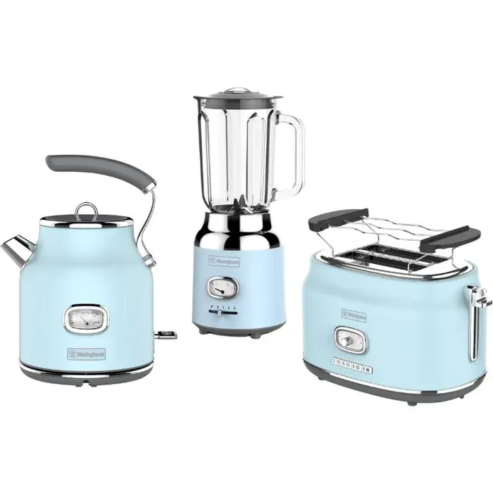 Westinghouse Retro Set 3 pièces bouilloire 17 L grille-pain 2 fentes et blender 15 L Bleu