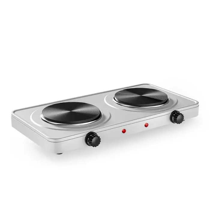 Wiltec Double plaque chauffante 2000 W 460 x 240 x 55 mm Ø 155 cm/plaque plaque de cuisson camping cuisinière électrique récha