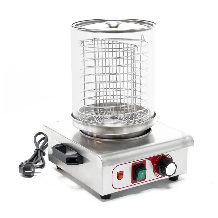 Wiltec Machine à hot dog – 260 x 290 x 380 mm – 450 W – avec Bocal à vapeur – Chauffe-saucisses Œufrier Cuiseur Appareil de chauffag