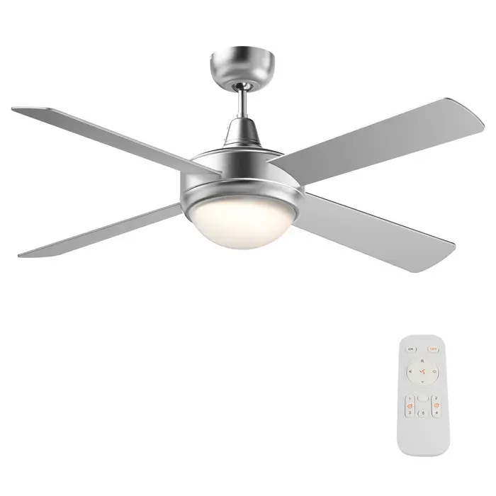 Wiltec Ventilateur de plafond silencieux 65 W 4 pales Ø 130 cm max. 30 m² plafonnier intégré brasseur d’air avec lampe lustre l