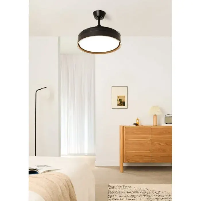 WIND CLEAR EDGE - Ventilateur de plafond silencieux 40 W Ø107 cm avec pales rétractables et lumière LED