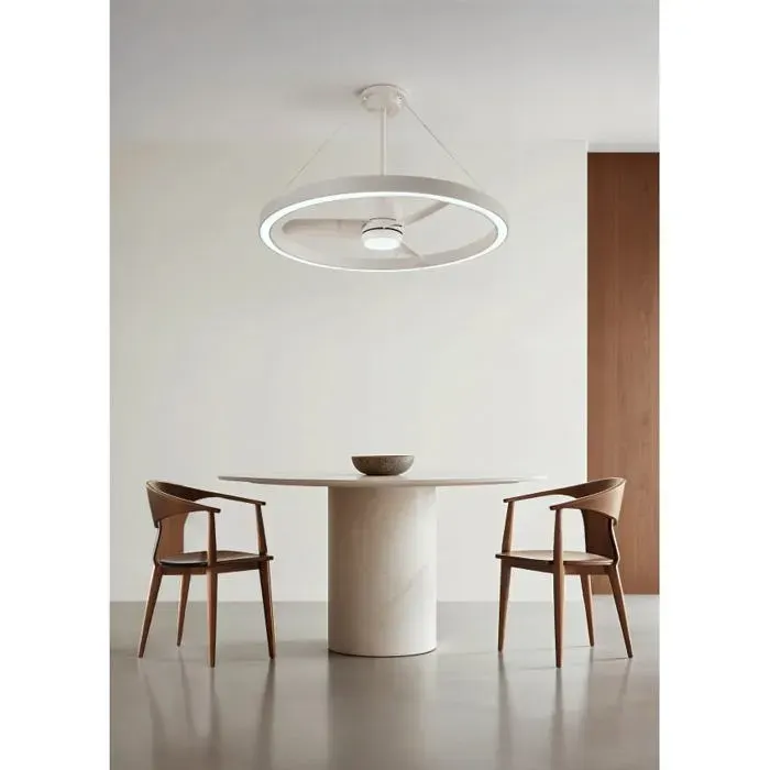 WIND HALO S - Ventilateur de plafond 36W silencieux Ø108cm avec anneau lumineux LED avec eclaraige sans wifi