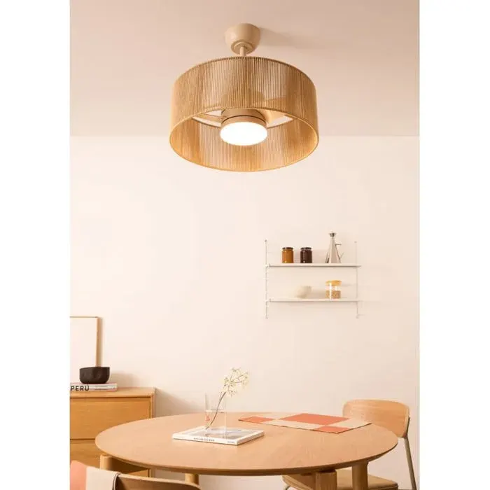 WIND LAMP WOVEN Ventilateur de plafond silencieux 25 W avec éclairage LED Ø 55 cm