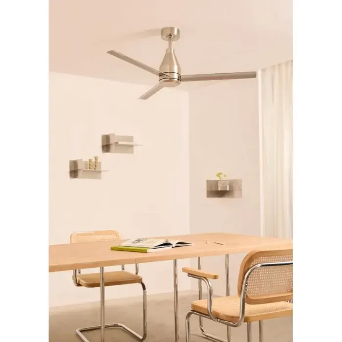 WIND STEEL Ventilateur de plafond silencieux 40 W Ø 132 cm sans clairage