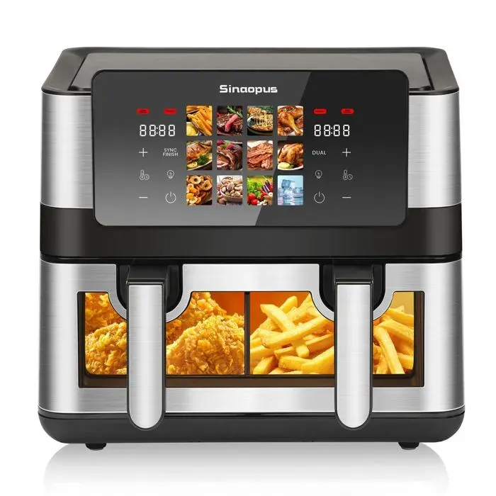 WOVREO Friteuse sans huile 85 L double chambre 12 programmes écran tactile LED noir