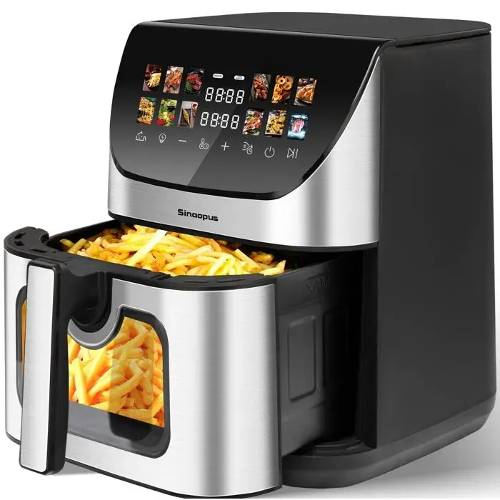WOVREO Heißluftfritteuse XXL 85 L avec fenêtre de visualisation écran tactile couleur 12 programmes 1800 W noir