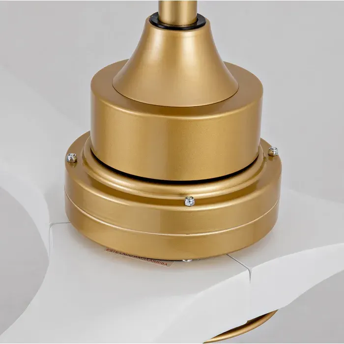 WOVREO Ventilateur de plafond 132 cm avec LED télécommande 3 pales en bois doré et blanc