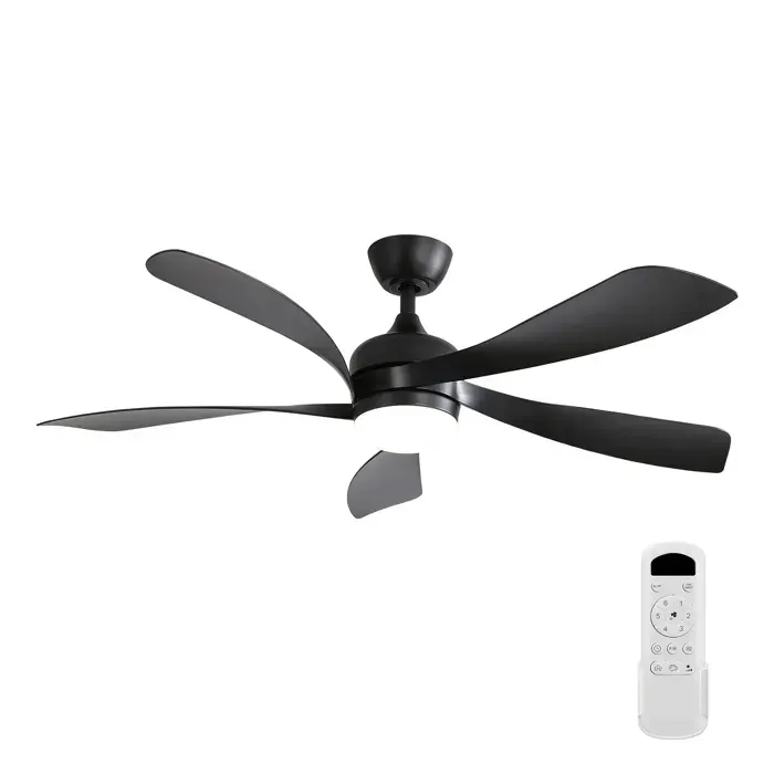 WOVREO Ventilateur de plafond 132 cm LED 18 W noir 3 couleurs intensité variable moteur DC 6 vitesses — coloris Blanc