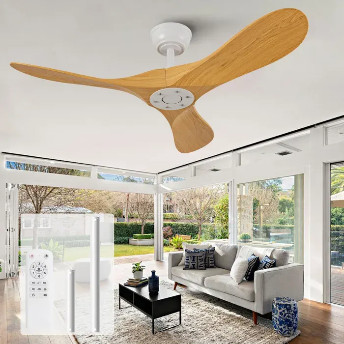 WOVREO ventilateur de plafond 42 pouces sans éclairage 3 pales ABS aspect bois télécommande 6 vitesses