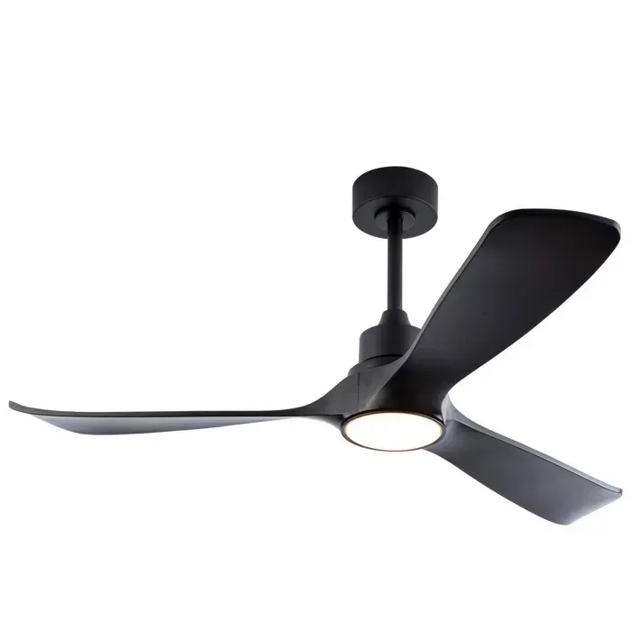 WOVREO Ventilateur de plafond 52 pouces noir avec lumière télécommande moteur DC réversible 6 vitesses
