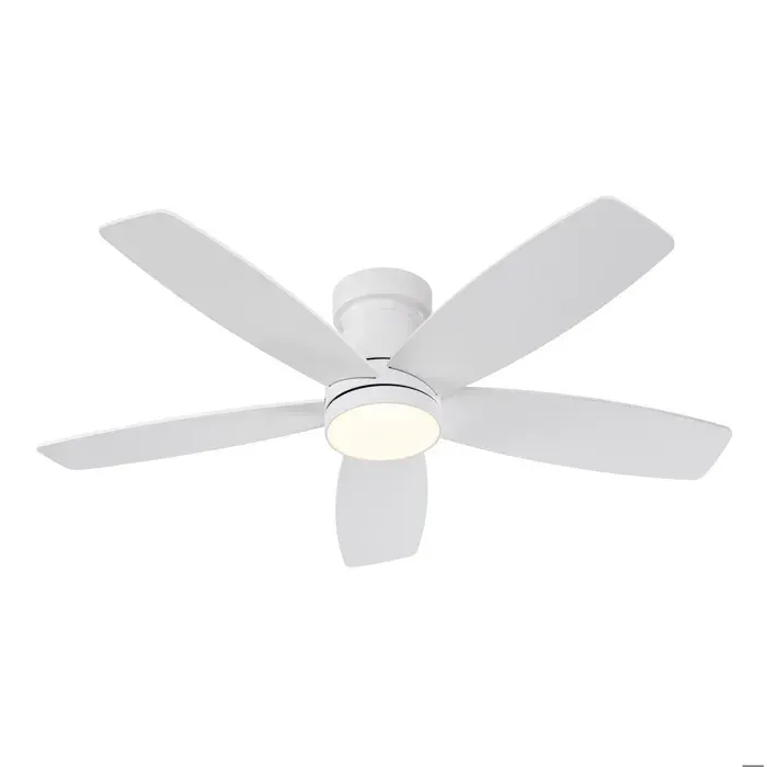 WOVREO Ventilateur de plafond LED 42 pouces avec télécommande 5 pales réversibles blanc et bois naturel
