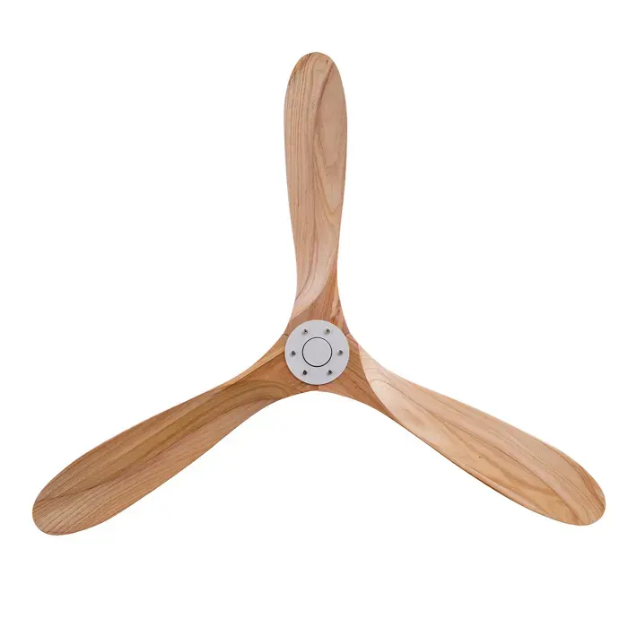 WOVREO Ventilateur de plafond sans lumière 60 pouces en bois naturel DC silencieux télécommande réversible blanc