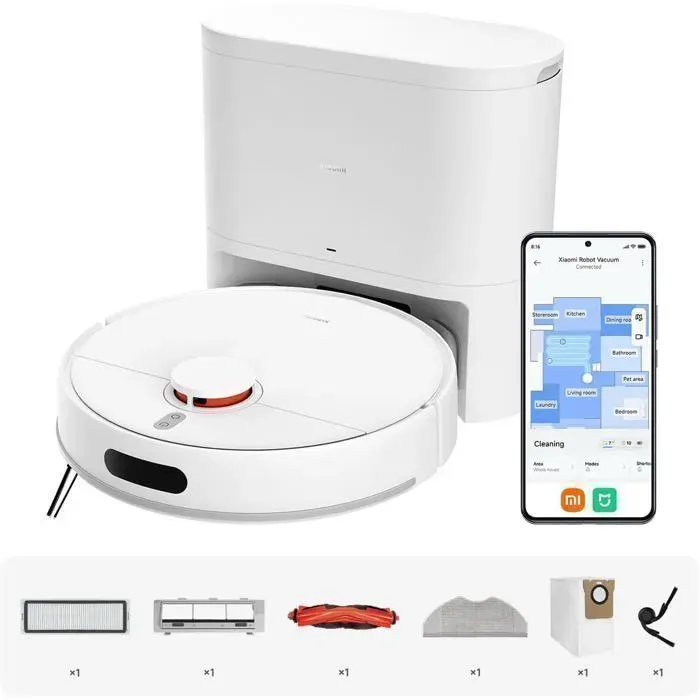 XIAOMI Robot Vacuum H40 - 180 Min d’autonomie - Station auto-vidage 4 L - Batterie 5 200 mAh - Brosse Anti-enchevêtrement