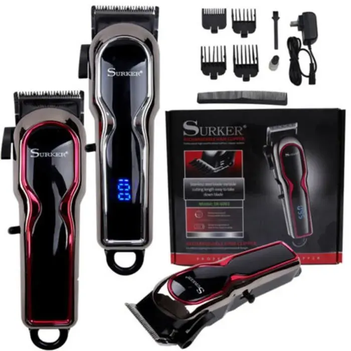 Xuke tondeuse à cheveux professionnel électrique Tondeuse Barbe Electrique LCD numérique bouton réglage adulte enfant noir pas oil
