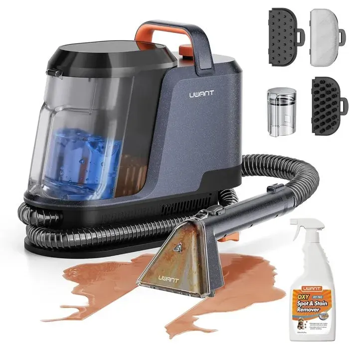 Y100Pet Shampouineuse Canapé 850W Spéciale Animaux Taches Et Odeurs Extracteur De Poils Portable Solution Incluse