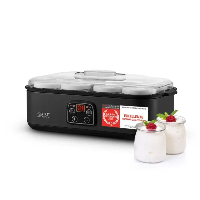 Yaourtière 14 L 8 pots de 180 ml Écran LED Température réglable 20-55 °C Arrêt automatique