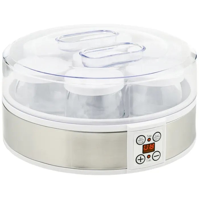 Yaourtière Électrique 20W 15L avec 7 Pots en Verre 180ml Écran LCD Sans BPA Acier Inoxydable Yaourt Maison