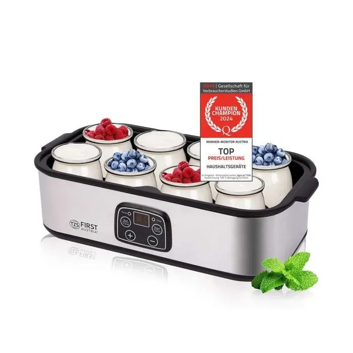 Yaourtière Electrique 8 Pots 190ml Ecran LCD Réglage de la Température [30W 8 pots de 190 ml]