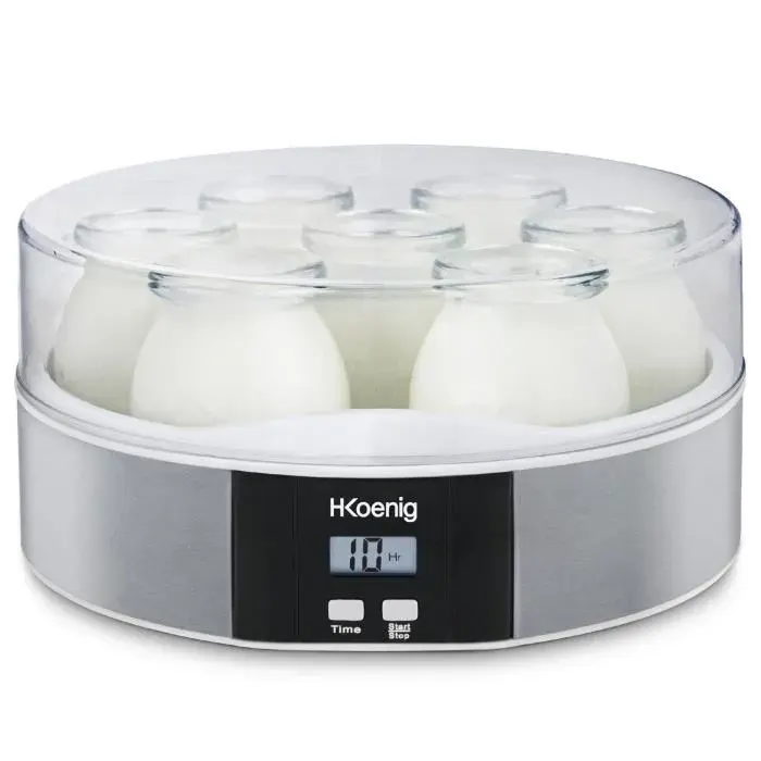 Yaourtière HKOENIG - ELY70 - Capacité 7 pots de 160ml - Programmable jusquà 15h - 15W