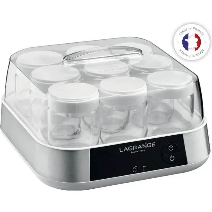 Yaourtière - LAGRANGE - Ligne + goupillon - 9 pots en verre - Programmable 15h