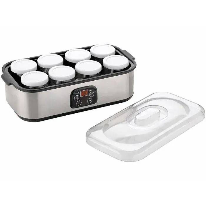 Yaourtière - ROSENSTEIN & SOHNE - JM-300 - 30 W - 8 pots en verre - Acier inoxydable