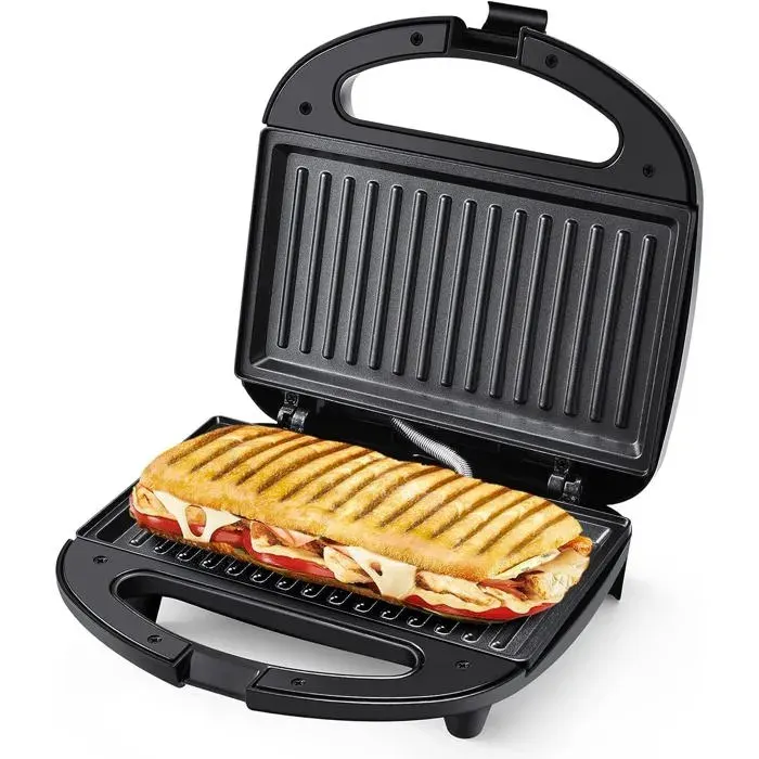 YASHE Grill Panini 750W Appareil Panini avec Plaques Anti-adhesif Appareil Croque Monsieur Temperature Automatique Indicateur