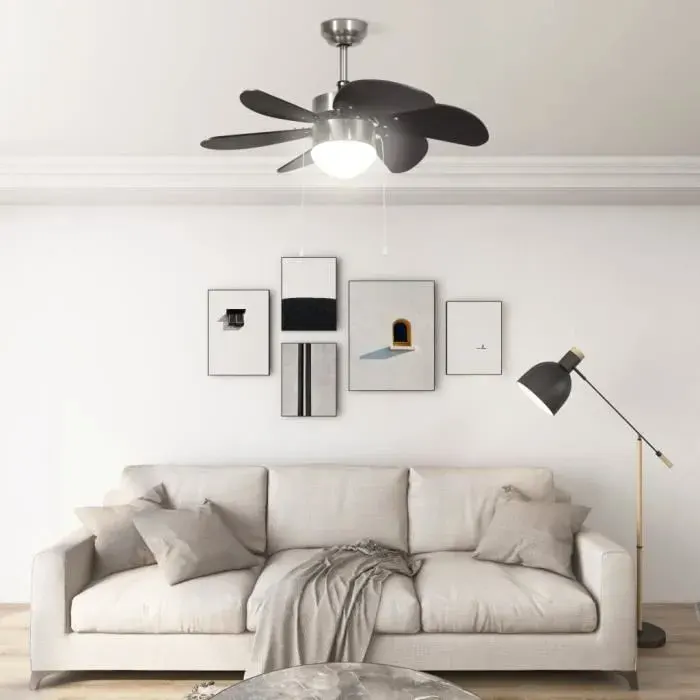 YINGMSHOP Ventilateur de plafond avec lampe 76 cm Marron foncé 92428