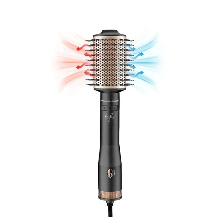 Yoghi - Hair Reverse Black - Brosse Soufflante Chauffante Rotative - Revêtement Céramique