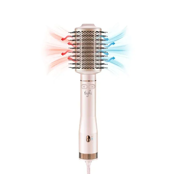 Yoghi - Hair Reverse Pink - Brosse Soufflante Chauffante Rotative - Revêtement Céramique