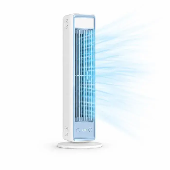 YOUMAO Ventilateur colonne rechargeable K821 5 vitesses oscillation 48° télécommande Type-C base amovible bleu