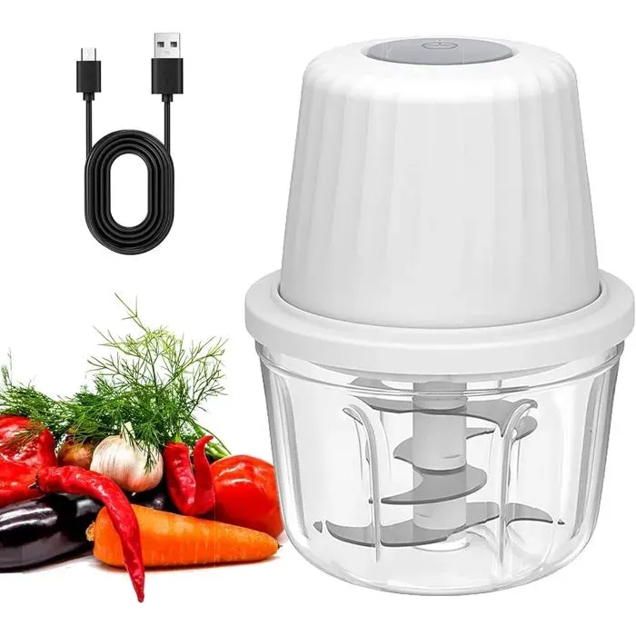 YSFMODE-Mini Hachoir Electrique400Ml Mixeur Hachoir6 Lames En Acier InoxydableHachoir Oignon Rechargeable UsbPetit Hachoir Mul