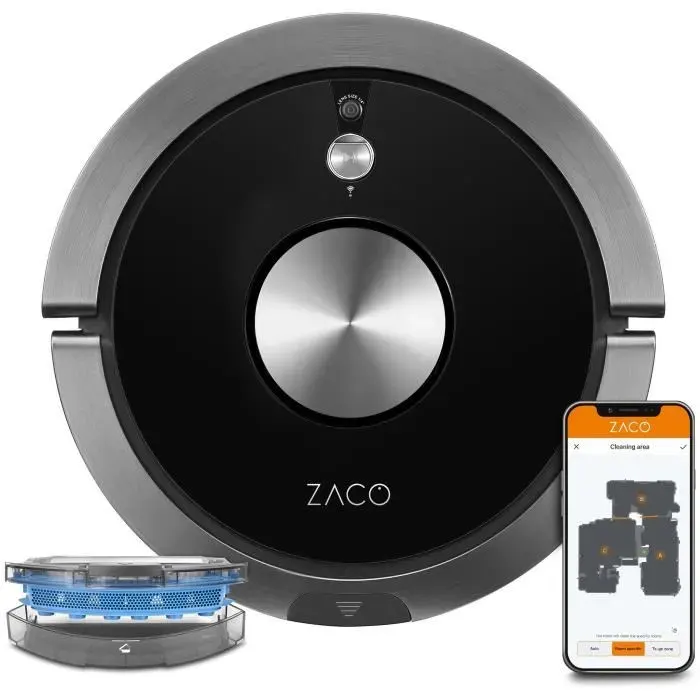 ZACO A9SPRO 501905 - Robot aspirateur laveur connecté - Jusquà 110 minutes - 68 dB - Fonction auto-résumé
