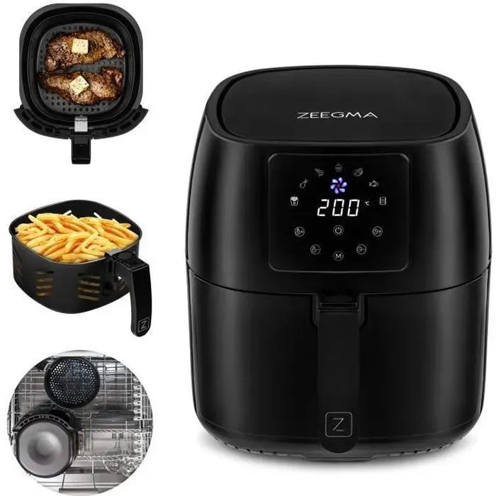 ZEEGMA Knapper Pro - Friteuse sans huile - Quick Air 1400W - 35L - 7 programmes - Écran Tactile LCD - Couvercle en téflon- Noir