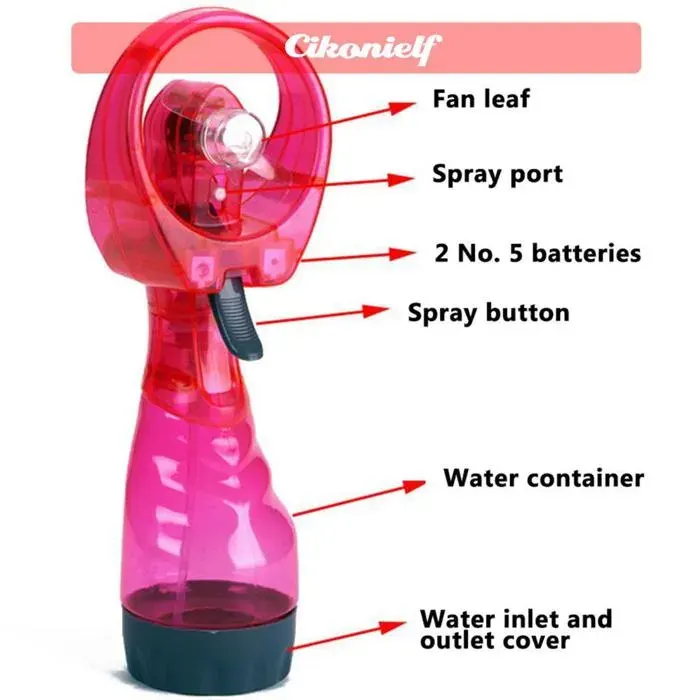 zerone Ventilateur de brumisation Portable Humidificateur portatif de voyage de brume deau de refroidissement sport materiel Noir